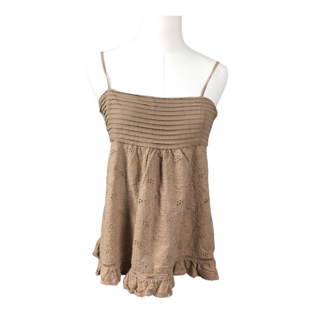Juicy Couture Brown Eyelet Adjustable Spaghetti Strap Halter Top Size 6